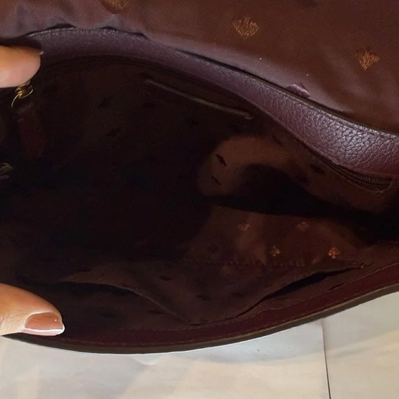 Kate Spade New York Burgundy Pebbled Leather Shoulder Bag Flap Purse - Picture 7 of 9